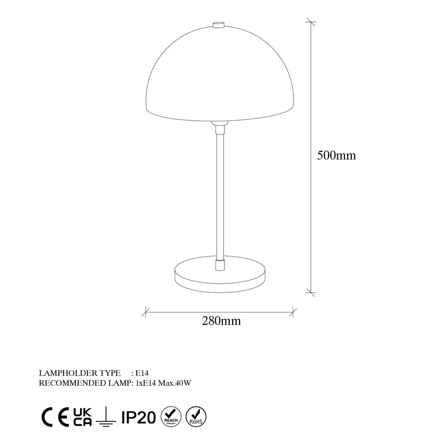 Kubbe Metal Masa Lambası - Siyah