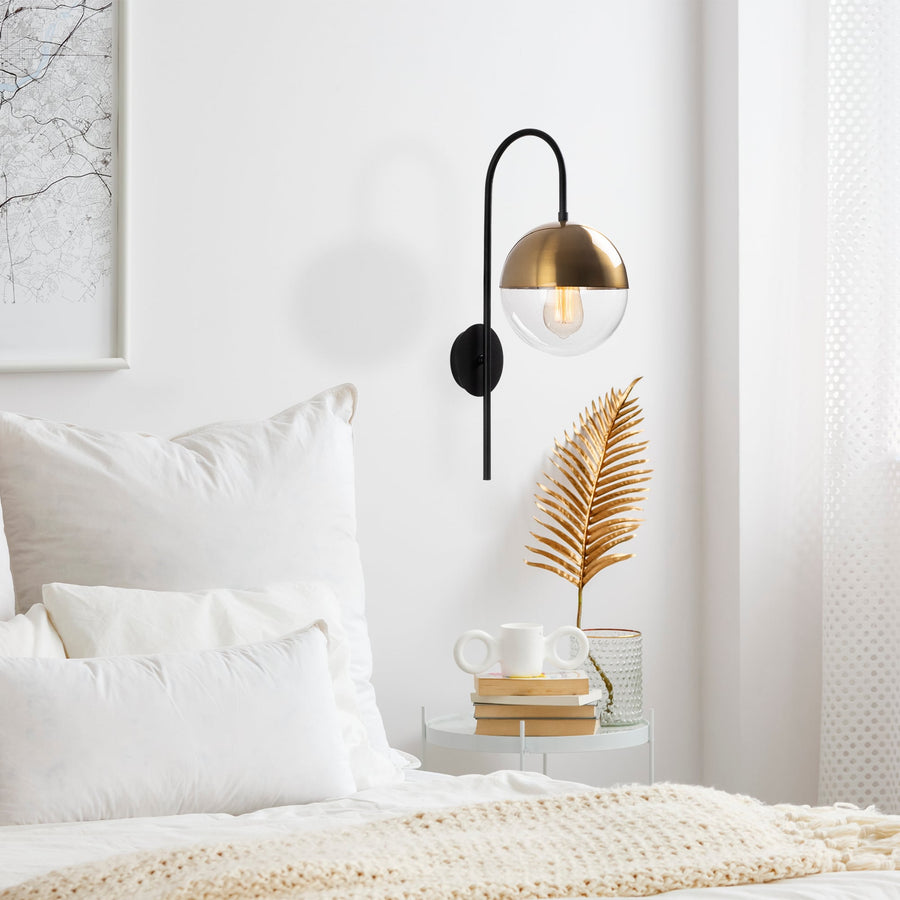 Camlı Tekli Aplik Metal Şeffaf - Siyah