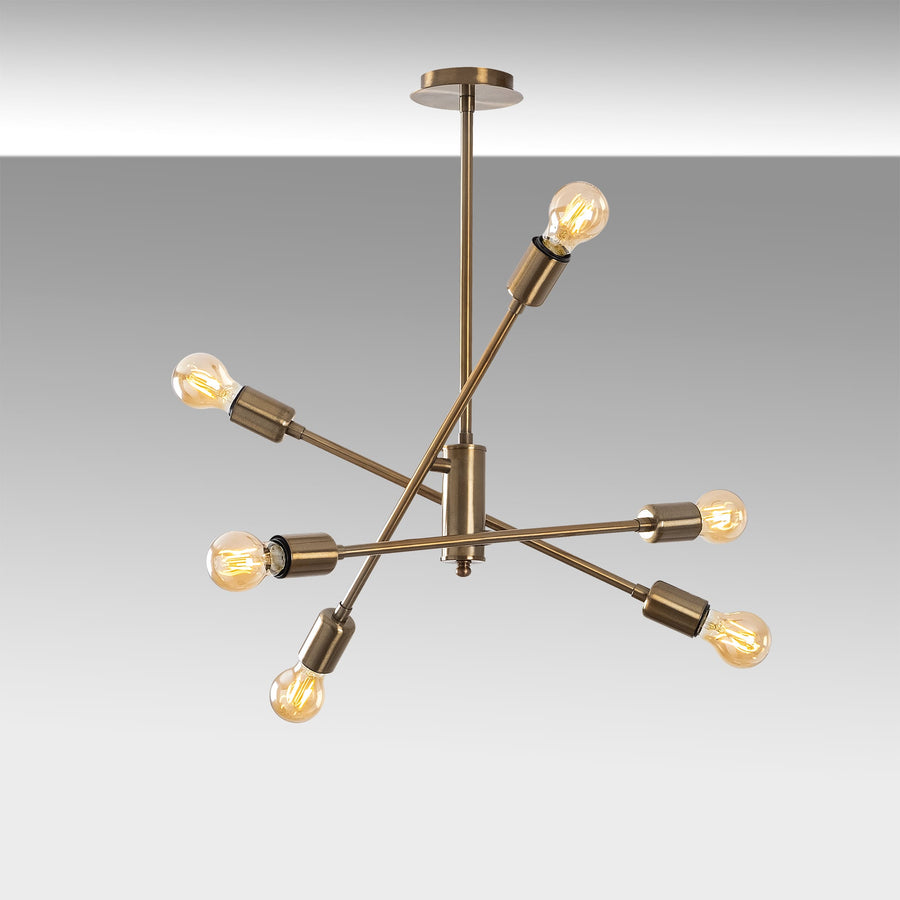 Sputnik Altılı Avize Metal Kollu - Altin