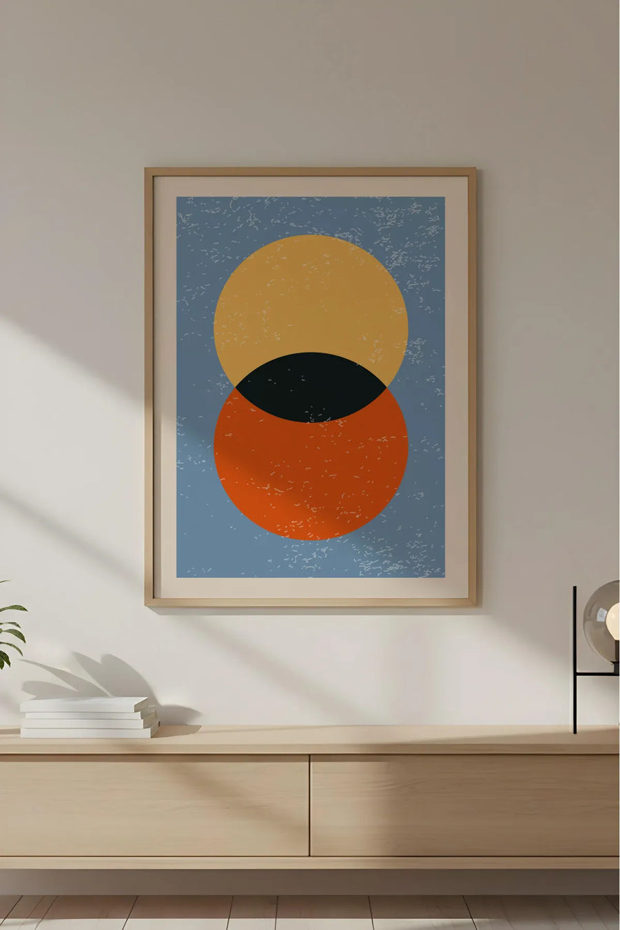 Ahşap Çerçeveli Soyut Geometrik Desenli Tablo | Huhu603