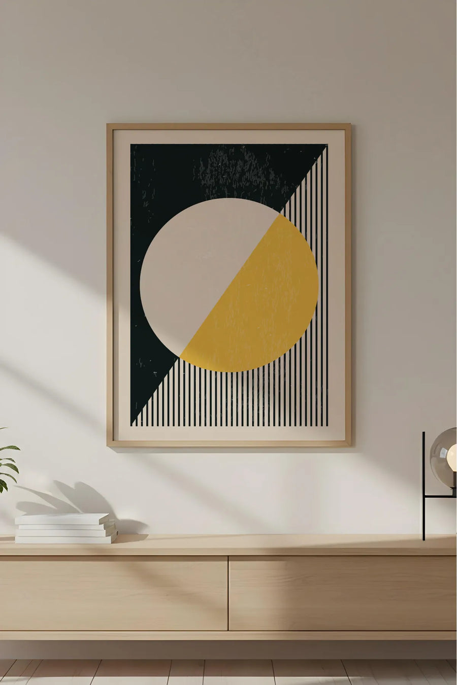 Ahşap Çerçeveli Soyut Geometrik Desenli Tablo | Huhu607