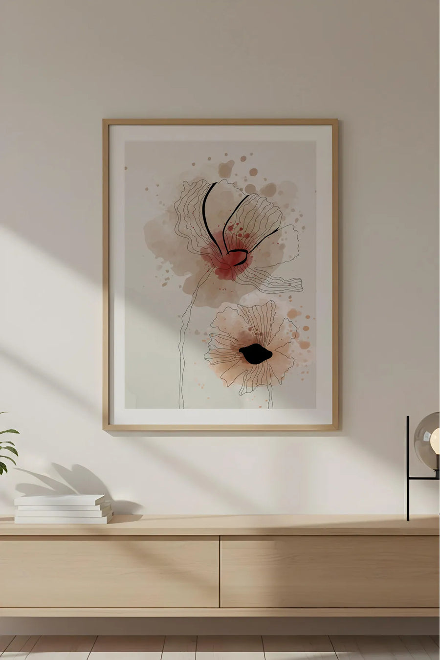 Ahşap Çerçeveli Soyut Minimalist Tablo | Huhu613