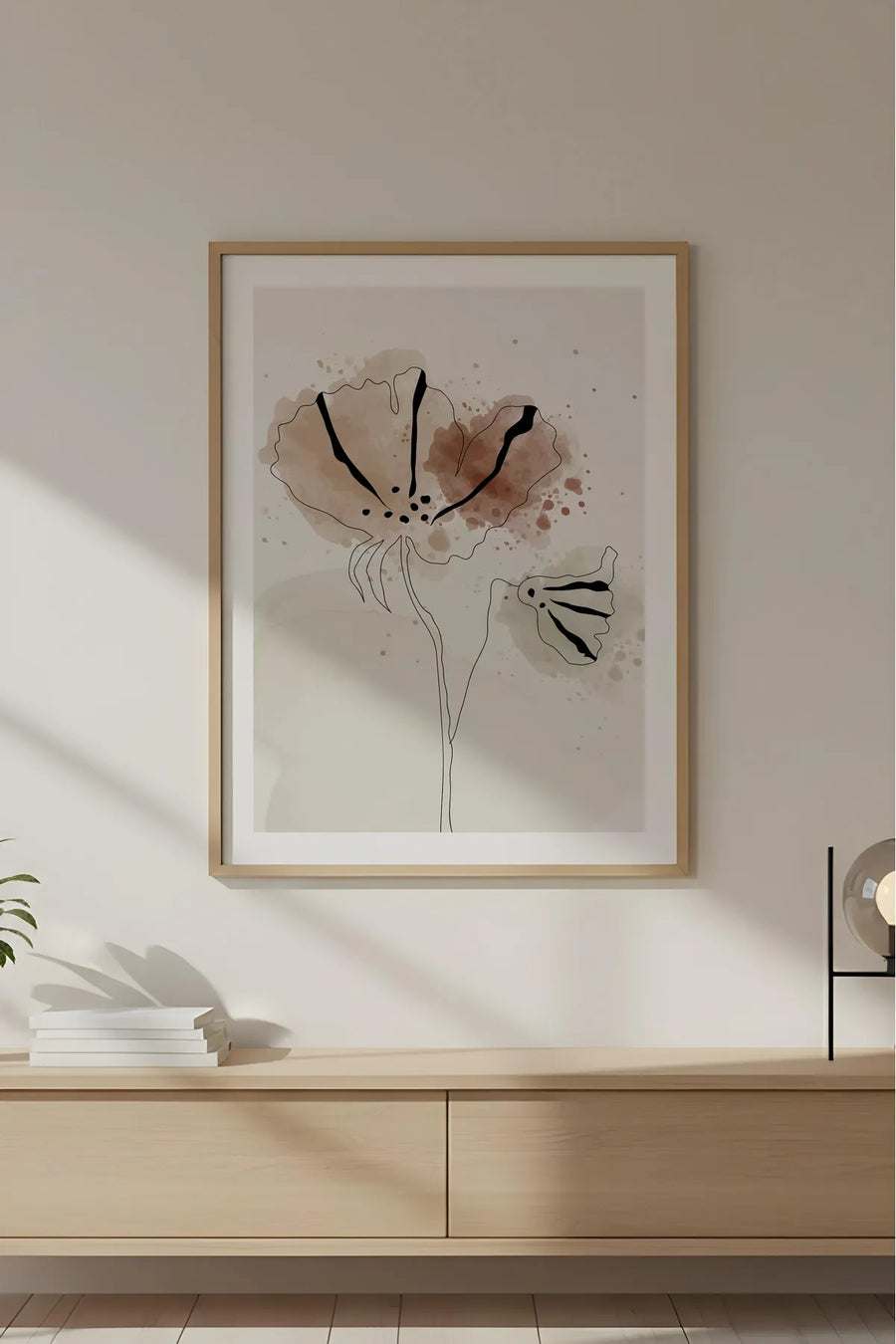 Ahşap Çerçeveli Soyut Minimalist Tablo | Huhu614