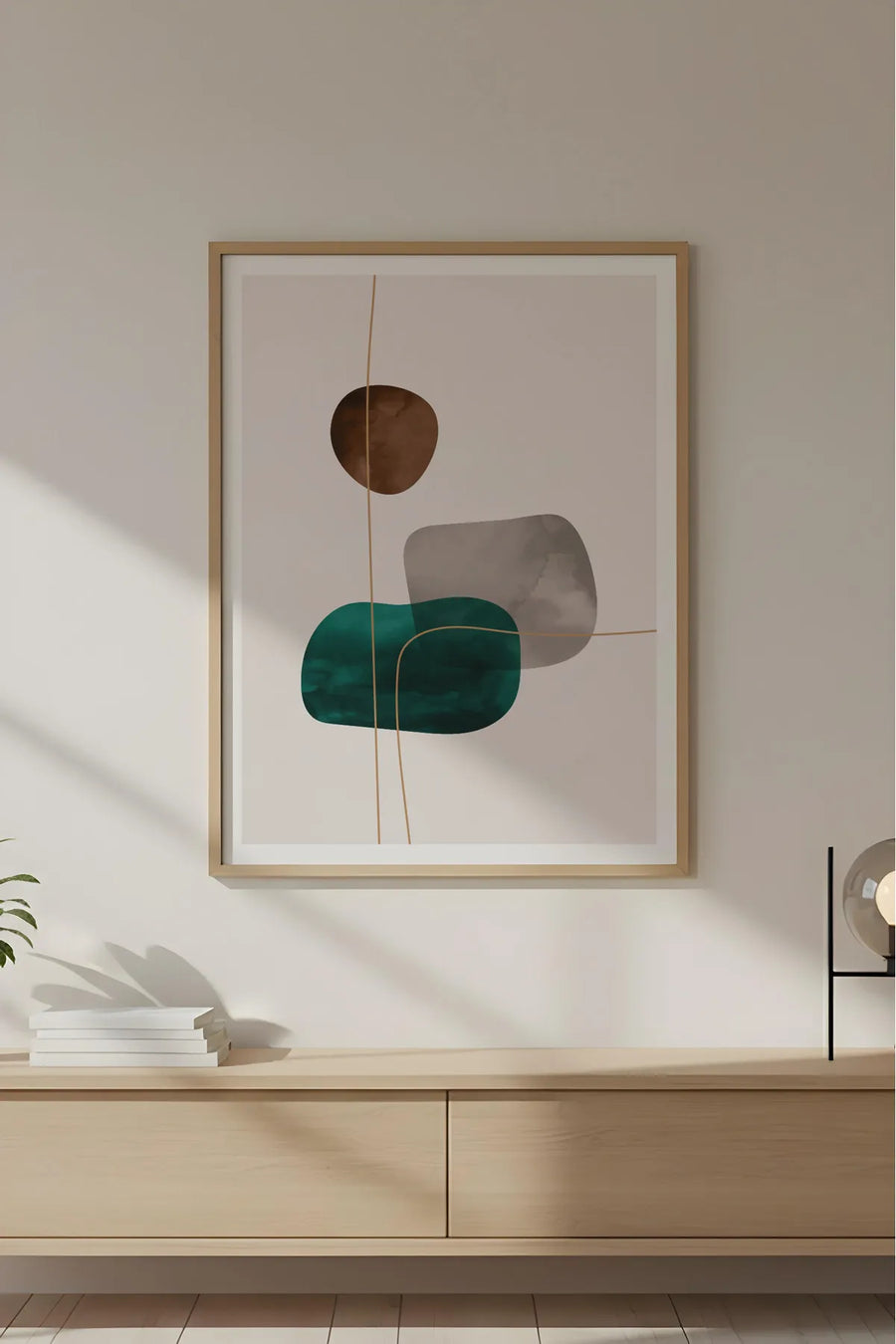 Ahşap Çerçeveli Geometrik Desenli Minimalist Tablo | Huhu627