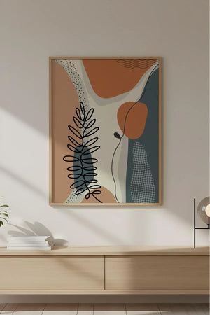 Ahşap Çerçeveli Soyut Desenli Modern Tablo | Huhu639