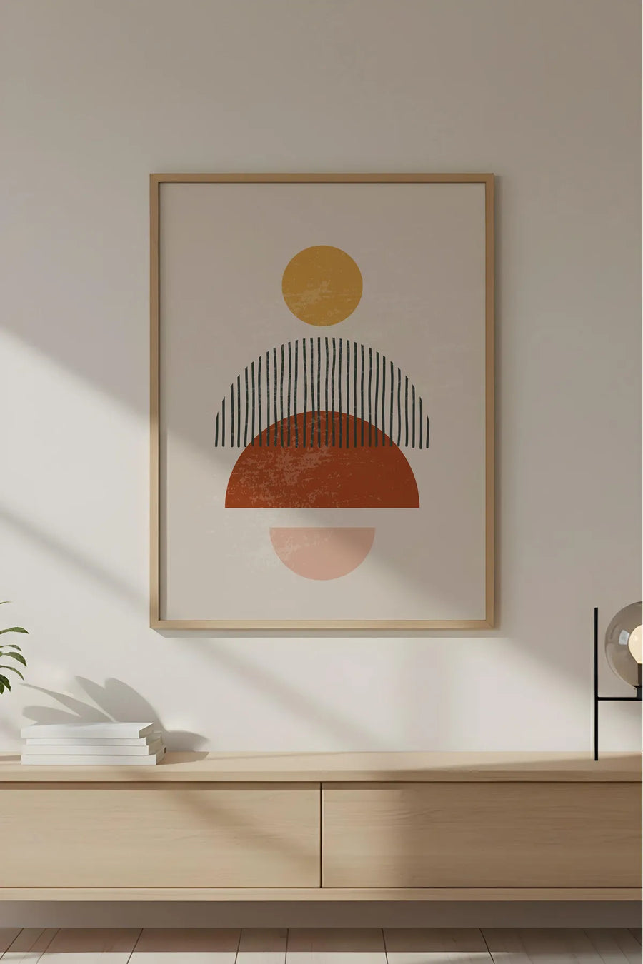 Ahşap Çerçeveli Geometrik Desenli Modern Tablo | Huhu645