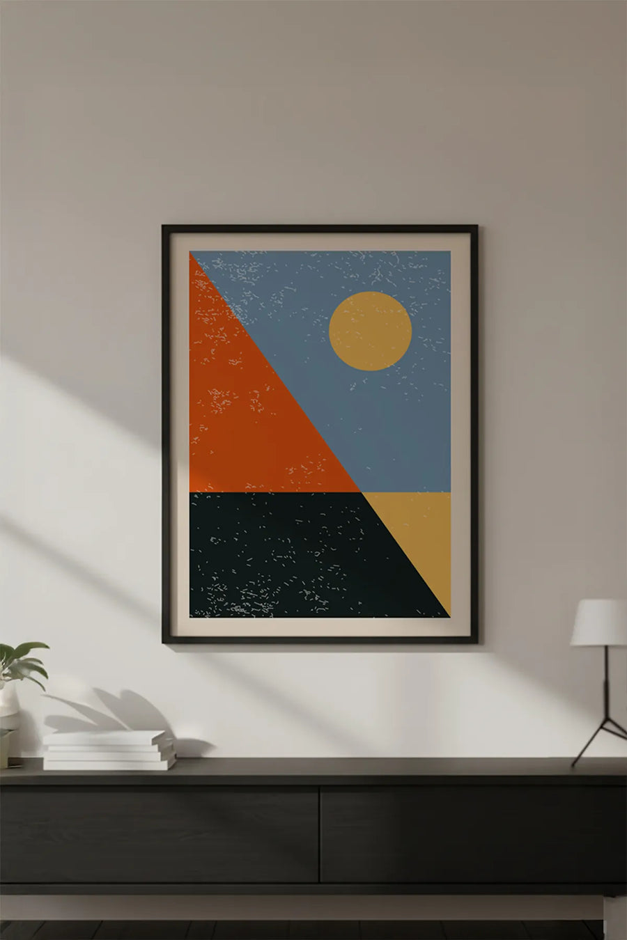 Ahşap Siyah Çerçeveli Soyut Geometrik Desenli Tablo | Huhu588
