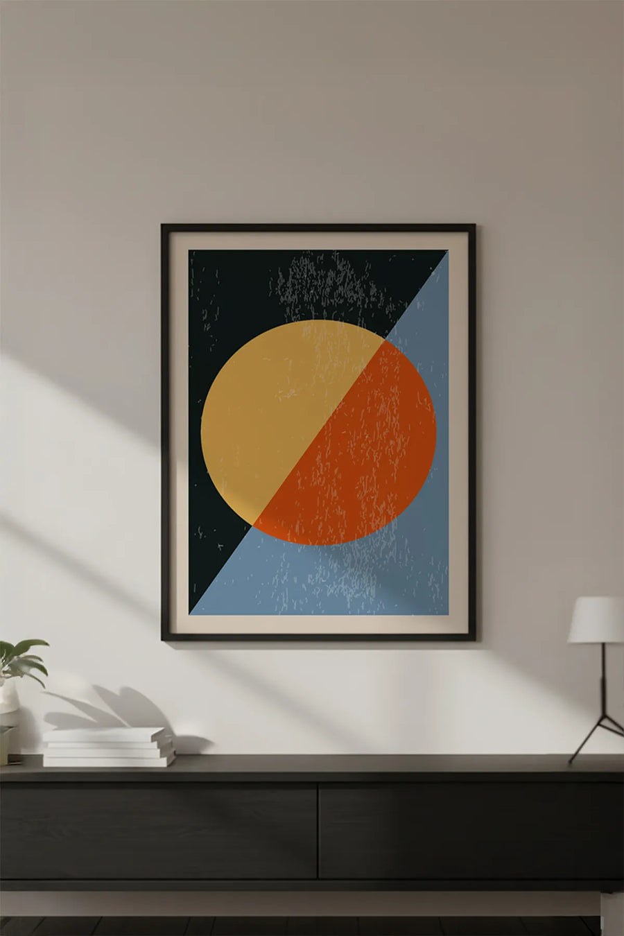 Ahşap Siyah Çerçeveli Soyut Geometrik Desenli Tablo | Huhu591