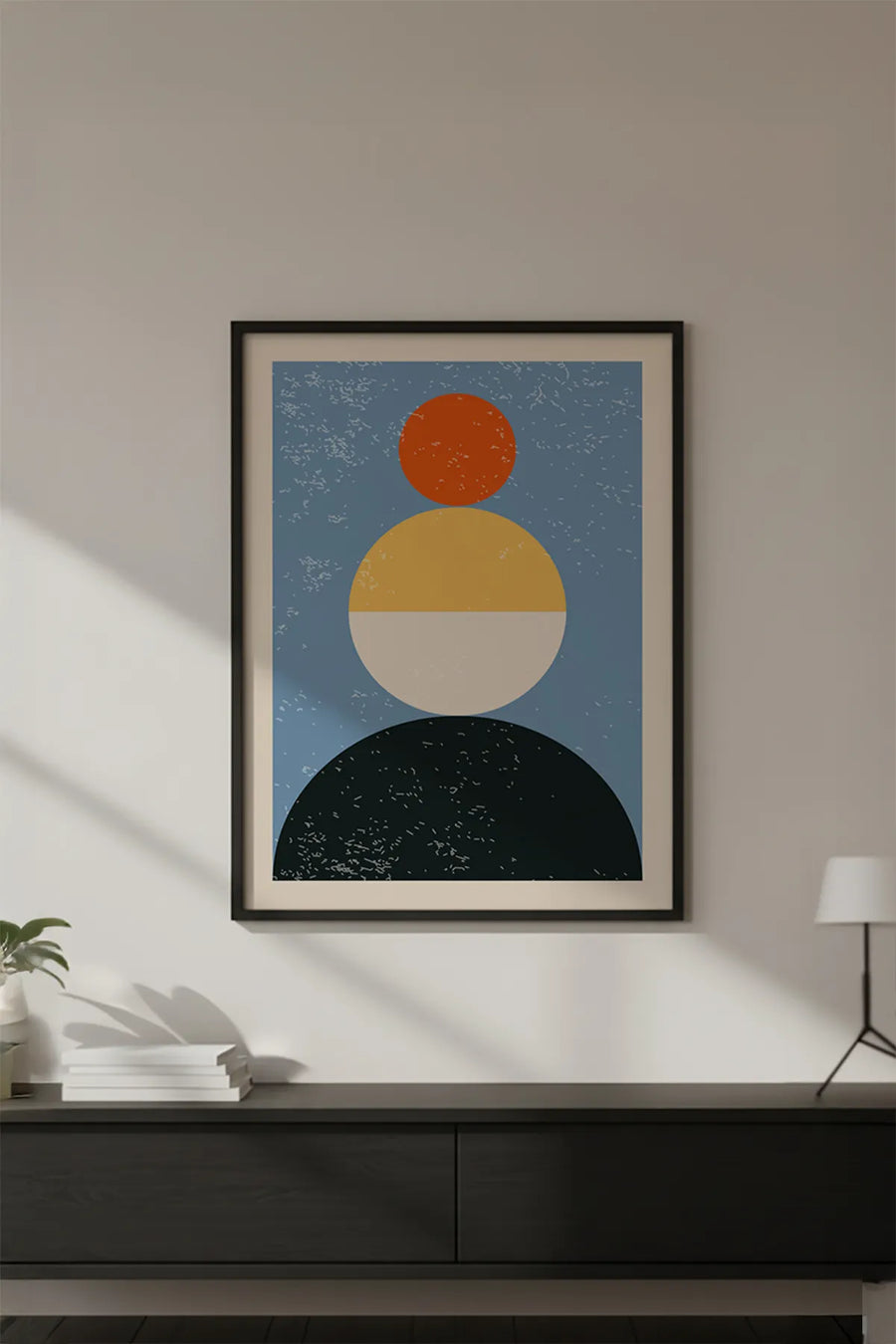 Ahşap Siyah Çerçeveli Soyut Geometrik Desenli Tablo | Huhu597