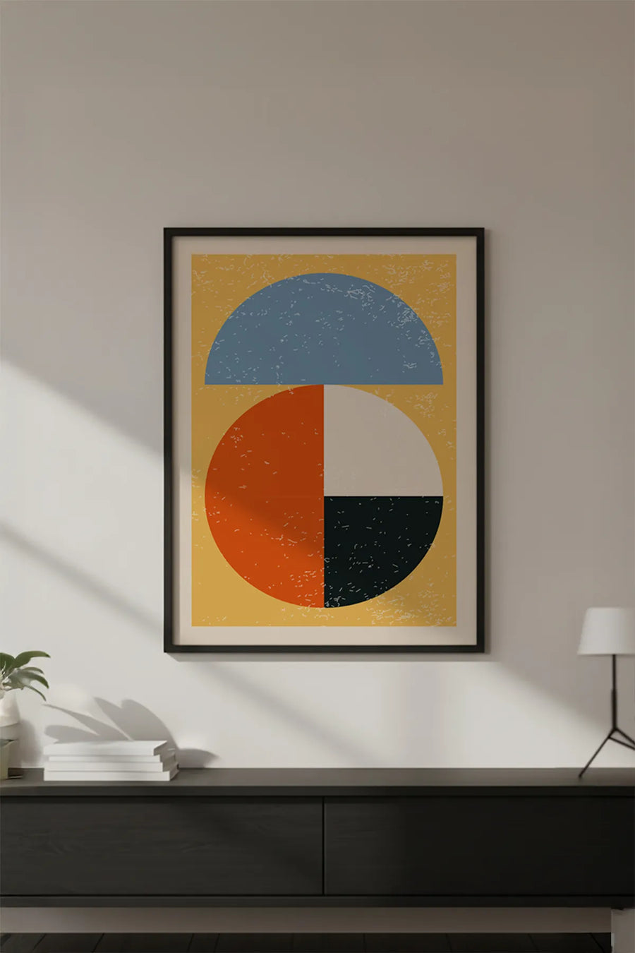 Ahşap Siyah Çerçeveli Soyut Geometrik Desenli Tablo | Huhu598