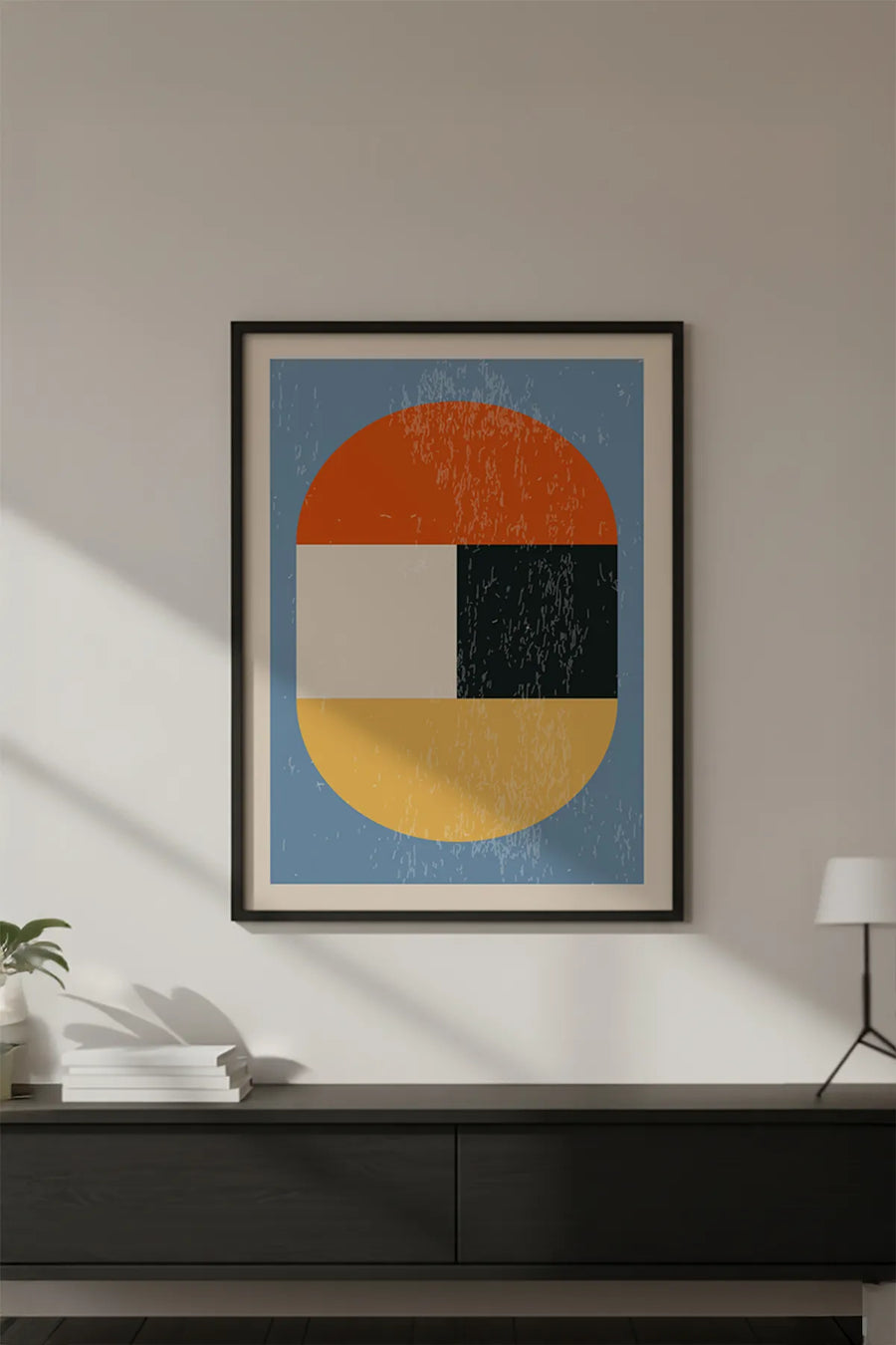 Ahşap Siyah Çerçeveli Soyut Geometrik Desenli Tablo | Huhu600