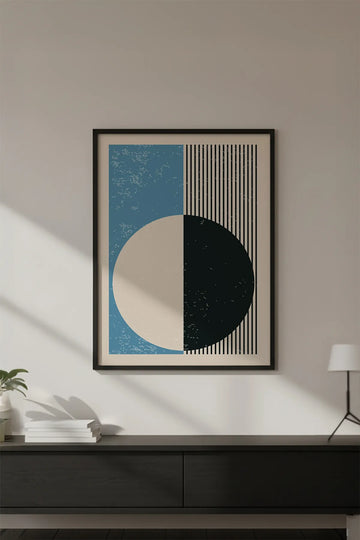 Ahşap Siyah Çerçeveli Soyut Geometrik Desenli Tablo | Huhu608