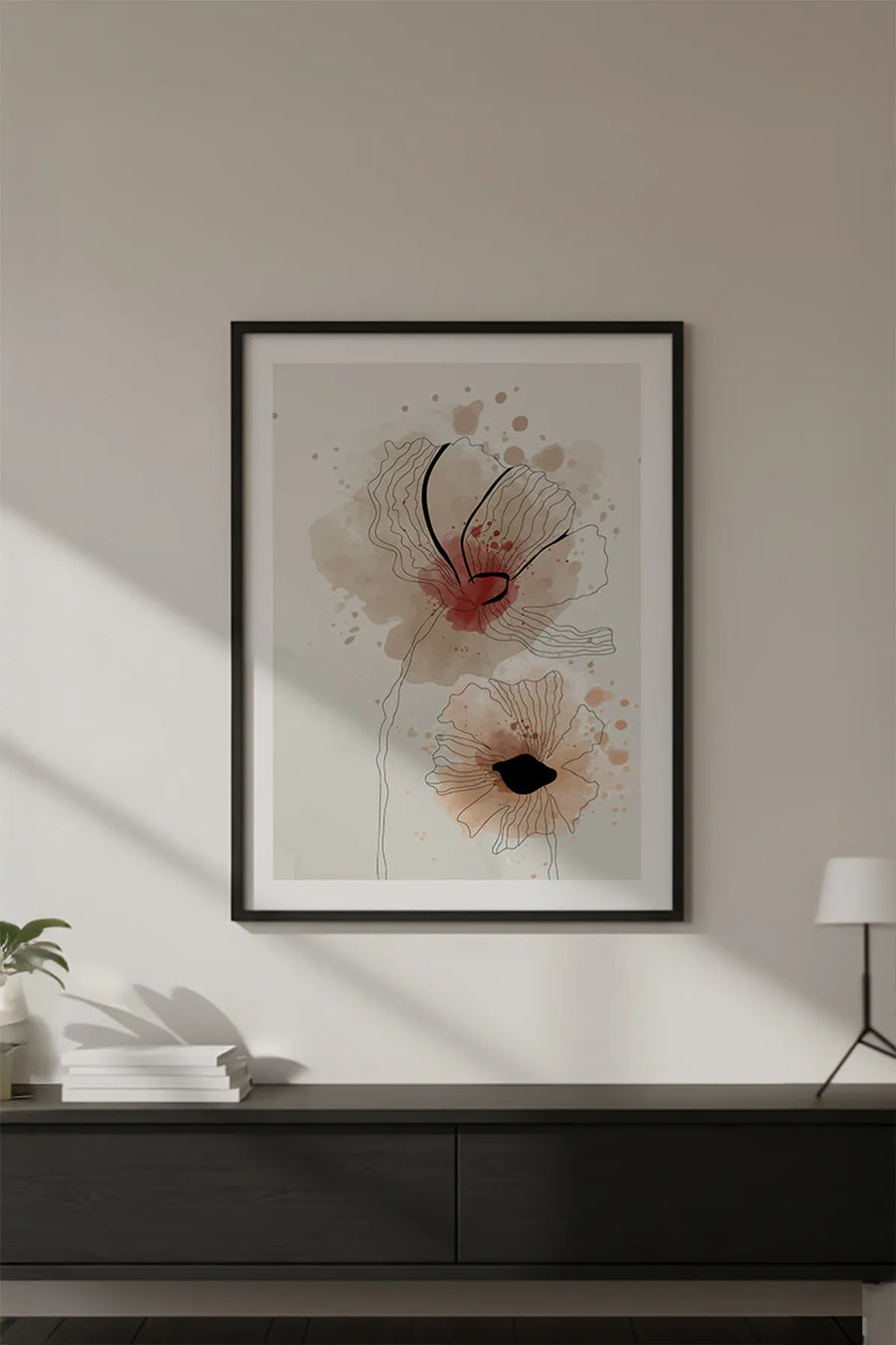 Ahşap Siyah Çerçeveli Soyut Minimalist Tablo | Huhu613