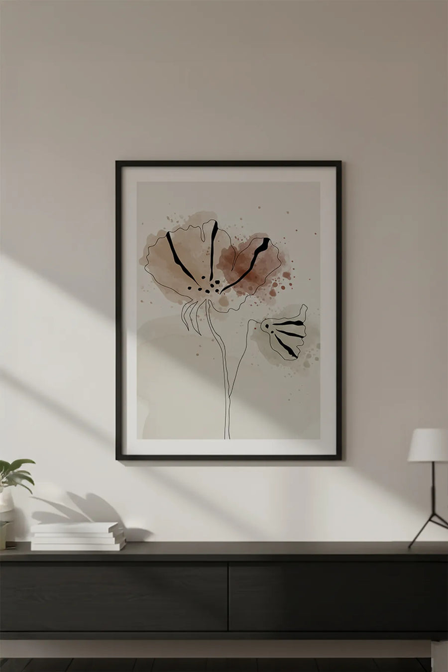 Ahşap Siyah Çerçeveli Soyut Minimalist Tablo | Huhu614
