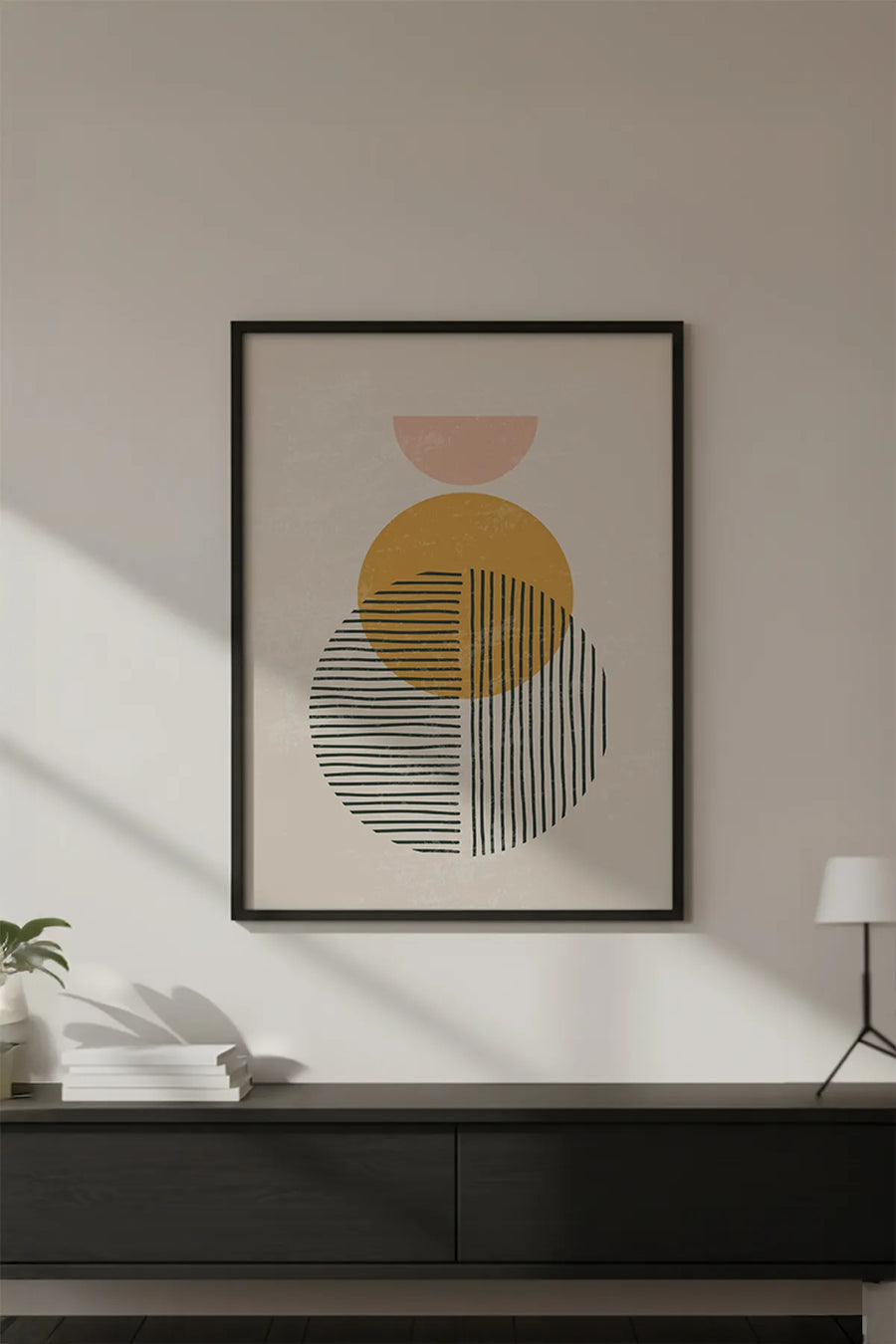Ahşap Siyah Çerçeveli Geometrik Desenli Modern Tablo | Huhu646