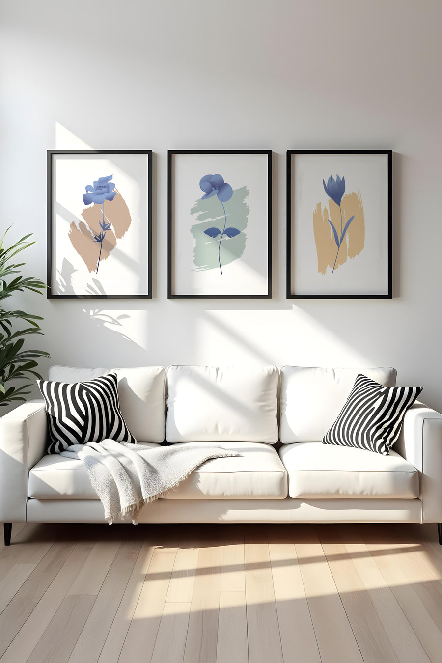 Soyut Çiçekli Tablo Seti - Modern 3’lü Set | huhu186