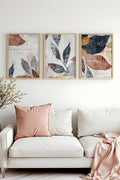 Modern Geometrik Yaprak Desenli Tablo Seti - 3’lü Set | huhu467