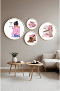 Pastel Tonlu Modern Tablo Seti – 4’lü Yuvarlak Set | Huhu414