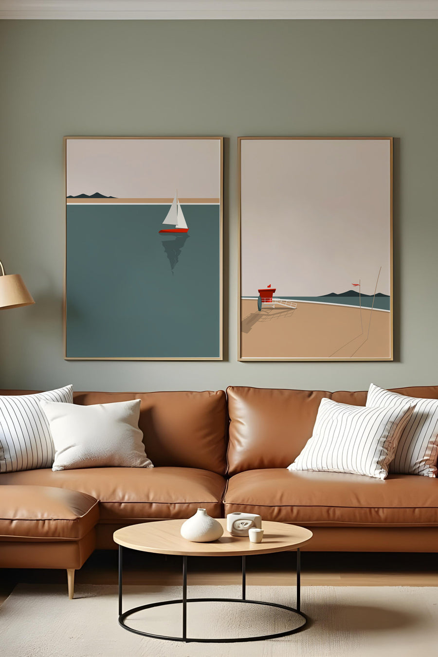 Soyut Deniz Manzarası Tablo Seti - Modern 2’li Set | huhu486