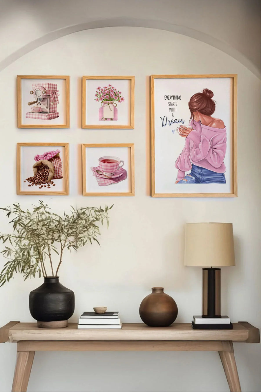 Pastel Temalı Çerçeveli Tablo Seti - Modern 5’li Set | huhu459
