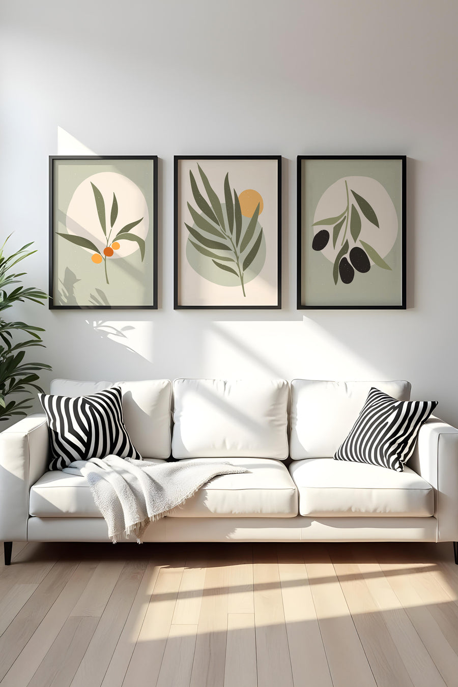 Geometrik Desenli Yeşil Tablo Seti - Modern 3’lü Set | huhu116