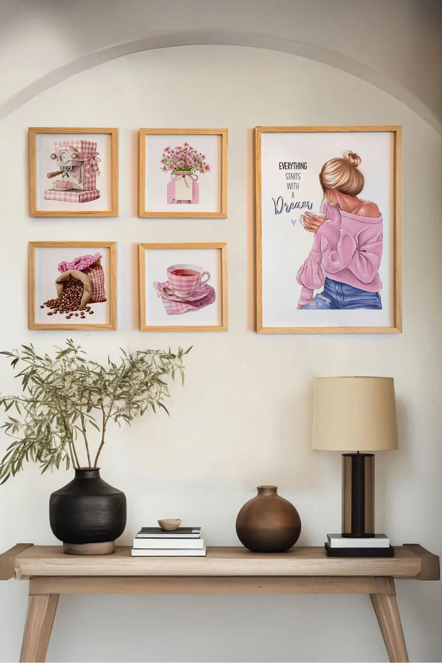 Pastel Renklerde Çerçeveli Tablo Seti - 5’li Set | huhu461
