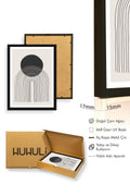 Doğal Ahşap Çerçeveli Minimalist Desenli Tablo - Soyut | huhu1033