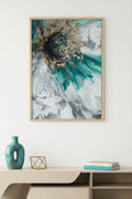 Doğal Ahşap Çerçeveli Soyut Desenli Tablo - Canlı Tonlar | huhu1295