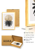 Doğal Ahşap Çerçeveli Minimal Yaprak Desenli Tablo - Pastel | huhu1027