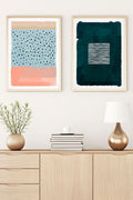 Geometrik Desenli Mavi Tablo Seti - Modern 2’li Set | huhu55