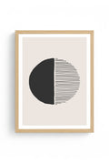 Doğal Ahşap Çerçeveli Minimal Geometrik Desenli Tablo - Pastel | huhu1559