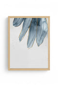 Doğal Ahşap Çerçeveli Soyut Çiçek Desenli Tablo - Mavi-Gold | huhu1299