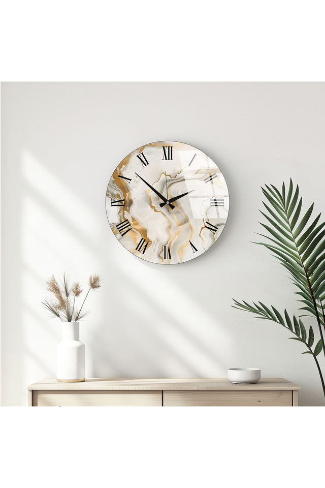 Marble Desenli Duvar Saati - Modern Saat Tasarımı | Huhu338