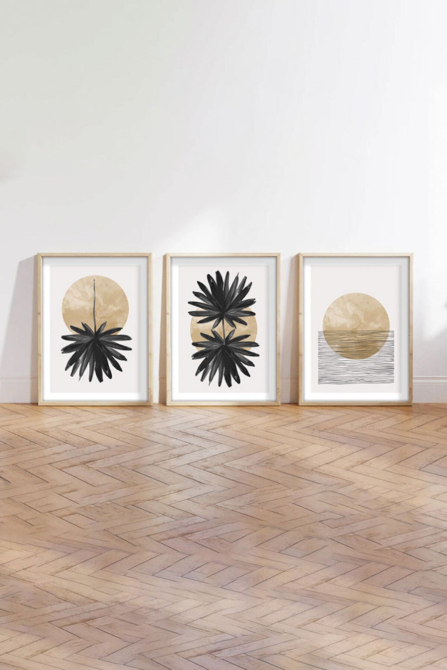 Ahşap Siyah Çerçeveli Minimalist 3’lü Tablo | Huhu210