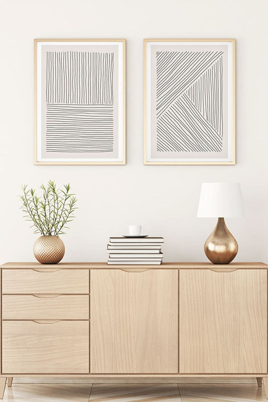 Modern Çizgili Tablo Seti - Minimalist 2’li Set | huhu2
