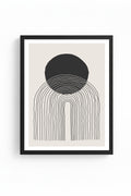 Doğal Ahşap Çerçeveli Minimalist Desenli Tablo - Soyut | huhu1033