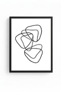 Doğal Ahşap Çerçeveli Minimal Line Art Tablo - Siyah Beyaz | huhu1080