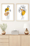 Soyut Çiçek Desenli Tablo Seti - Modern 2’li Set | huhu182