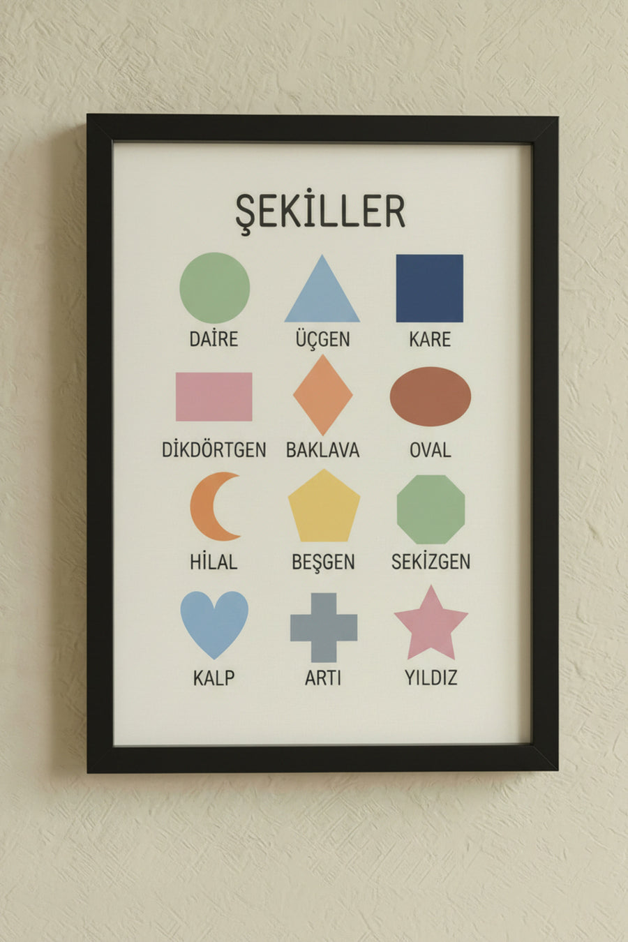 Montessori Eğitici Tablo Ahşap Çerçeveli Tablo Bebek Çocuk Odası Duvar Süsü UV Baskı