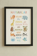 Montessori Eğitici Tablo Ahşap Çerçeveli Tablo Bebek Çocuk Odası Duvar Süsü UV Baskı