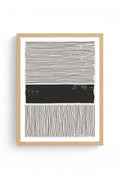 Doğal Ahşap Çerçeveli Çizgili Desenli Tablo - Minimal | huhu1534