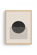 Doğal Ahşap Çerçeveli Minimal Geometrik Desenli Tablo - Pastel | huhu1030