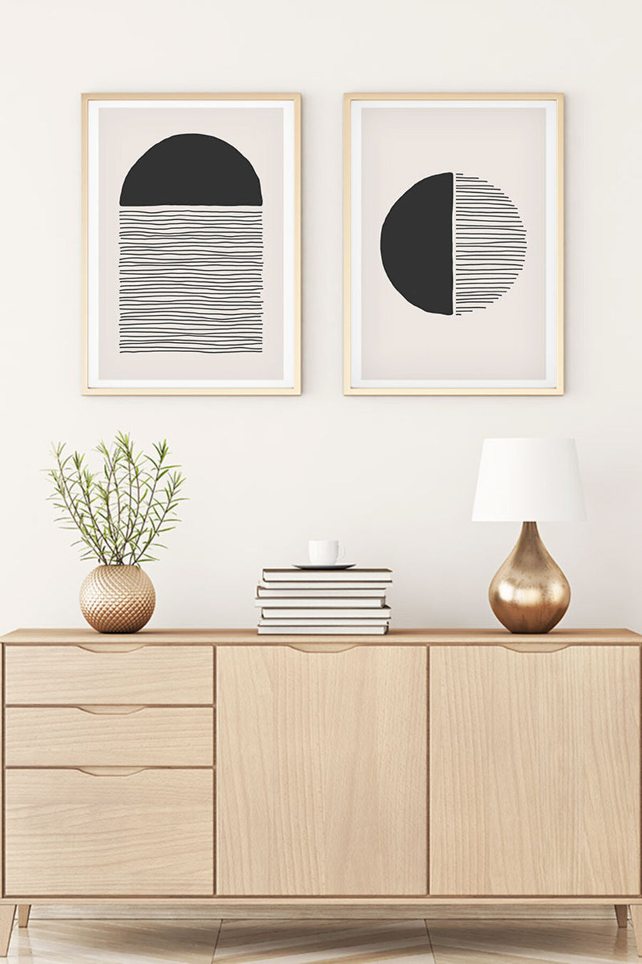 Soyut Desenli Siyah-Beyaz Tablo Seti - Modern 2’li Set | huhu143
