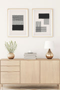 Geometrik Desenli Siyah-Beyaz Tablo Seti - Modern 2’li Set | huhu146