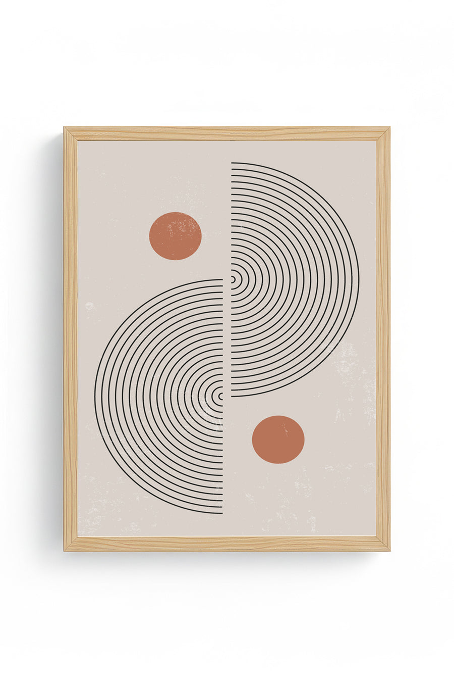 Doğal Ahşap Çerçeveli Geometrik Desenli Tablo - Pastel | huhu1389