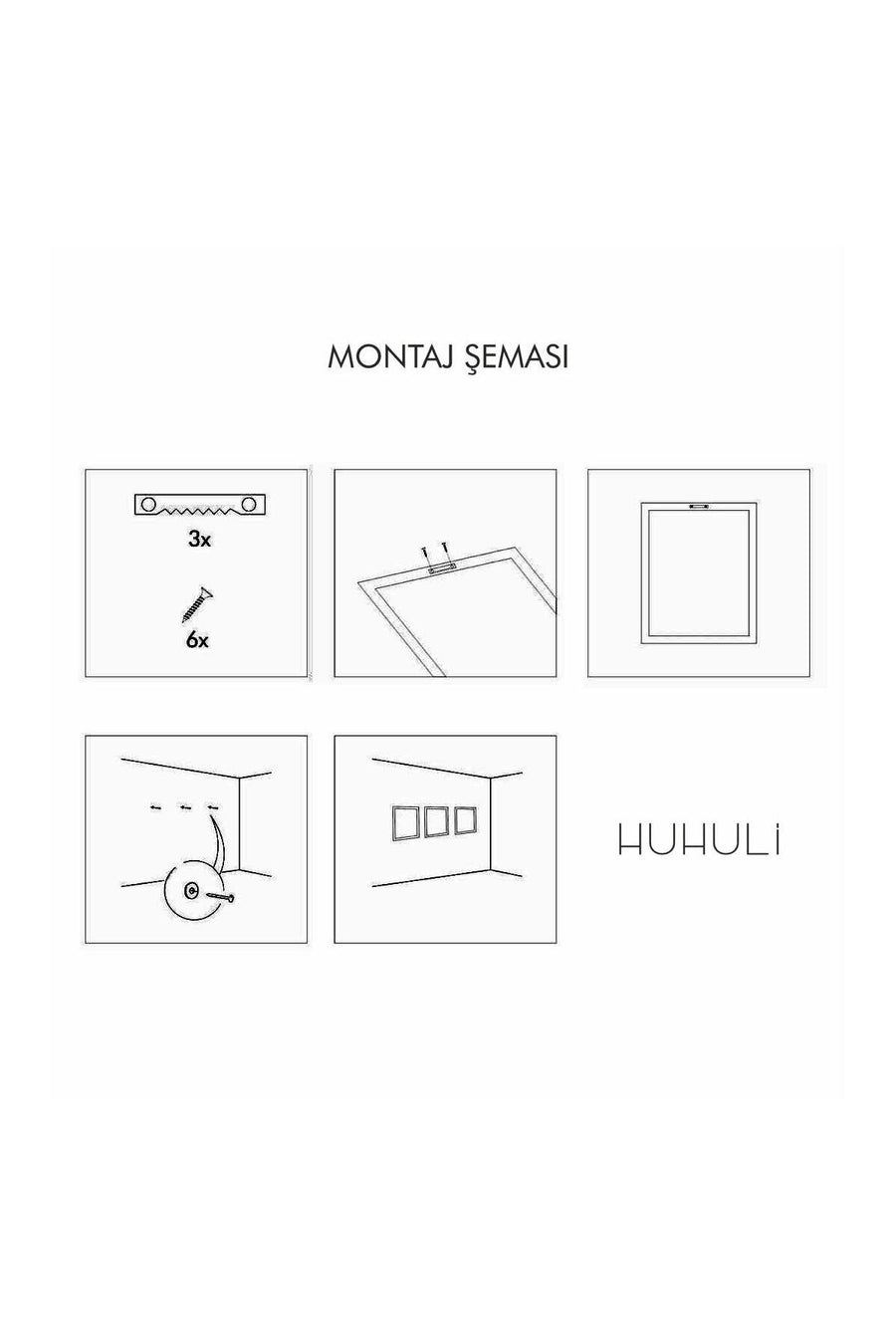 Çiçek Desenli Modern Tablo Seti - 5’li Ahşap Çerçeve | huhu465