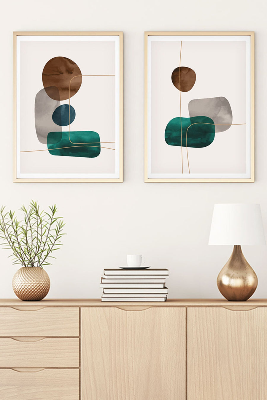 Geometrik Desenli Minimalist Tablo Seti - 2’li Set | huhu29