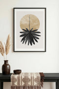 Doğal Ahşap Çerçeveli Minimal Yaprak Desenli Tablo - Pastel | huhu1027