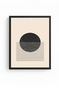 Doğal Ahşap Çerçeveli Geometrik Desenli Tablo - Minimal | huhu1427