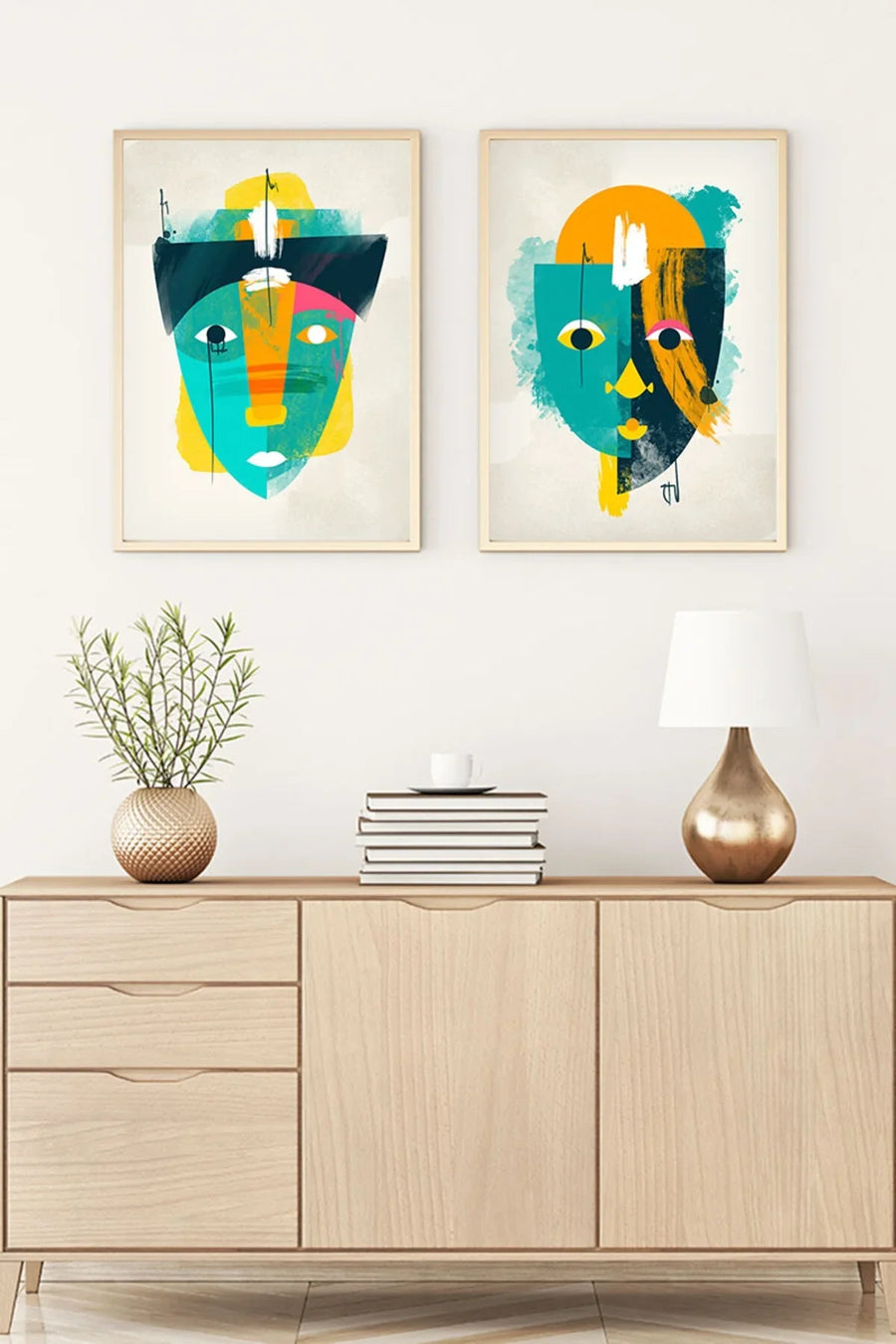 Soyut Desenli Renkli Tablo Seti - Modern 2’li Set | huhu95